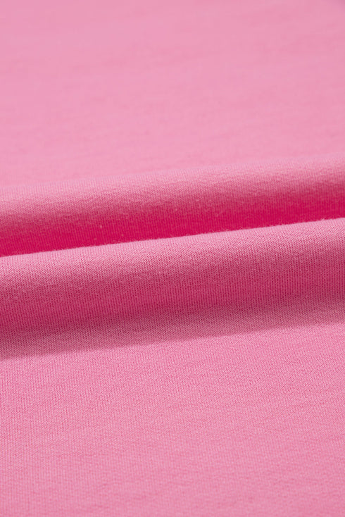 Sporty Chic Varsity Stripe Trim Crew Neck Tee Wide Leg Loungewear Set